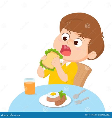 Comer Da Crian A Dos Desenhos Animados Ilustra O Do Vetor Ilustra O