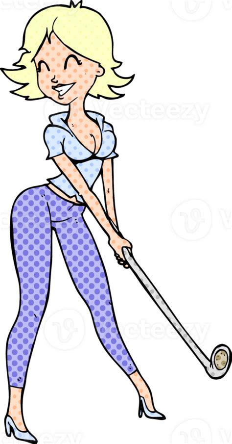 cartoon woman playing golf 45254972 PNG