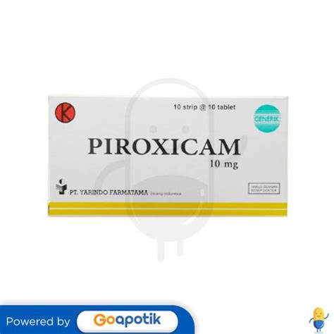 Piroxicam Yarindo 10 Mg Box 100 Tablet Kegunaan Efek Samping Dosis Dan Aturan Pakai