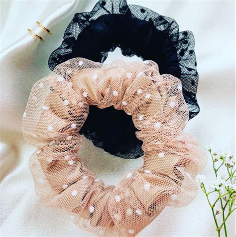 Double Layer Silk And Tulle Scrunchies Diy Hair Scrunchies Diy Hair Accessories Handmade