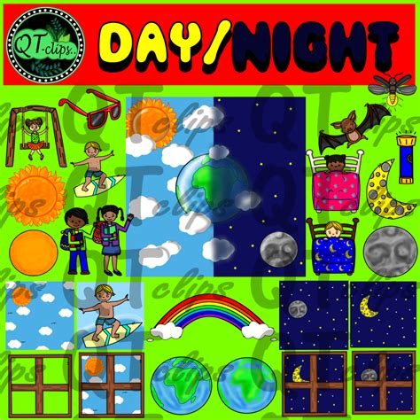 Day and night {Clipart} - Juffrou Met Hart