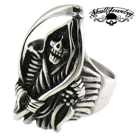 Time Is On My Side - Large Grim Reaper Ring (#668) - SkullJewelry.com