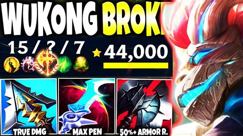 My Max Pen Wukong Build Broke Top Lane Non Stop 1v2 Elderwood Skin