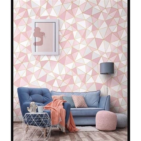 Jual GERCEP WALLPAPER DINDING KOREA GEOMETRI SEGITA PINK BIRU ABSTRAK