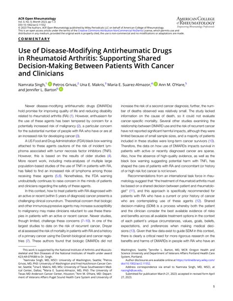 PDF Use Of Disease Modifying Antirheumatic Drugs In Rheumatoid