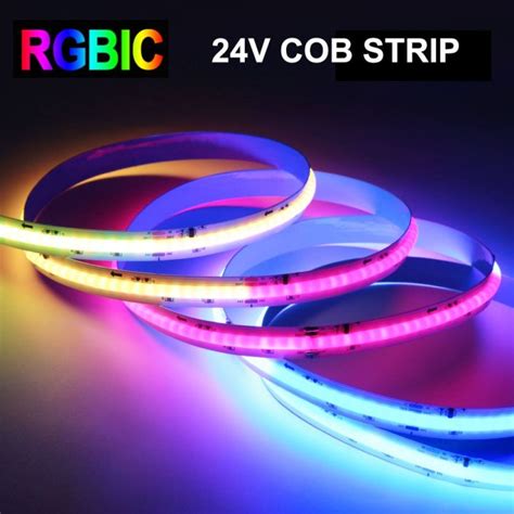 Dreamcolor Rgbic Cob Led Strip Light 24v Addressable Rgb Led Tape 2m 5m