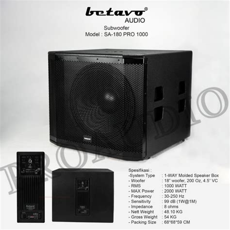 Jual SUBWOOFER AKTIF BETAVO SA 180 PRO SA 180PRO 1000 18 INCH ORIGINAL