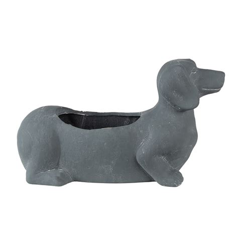 Clayre Eef Bloempot Binnen Hond 30x12x16 Cm Grijs Steen