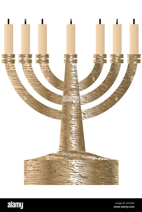 Menorah Seven Branched Candlestick Isolated On White Stock Photo Alamy