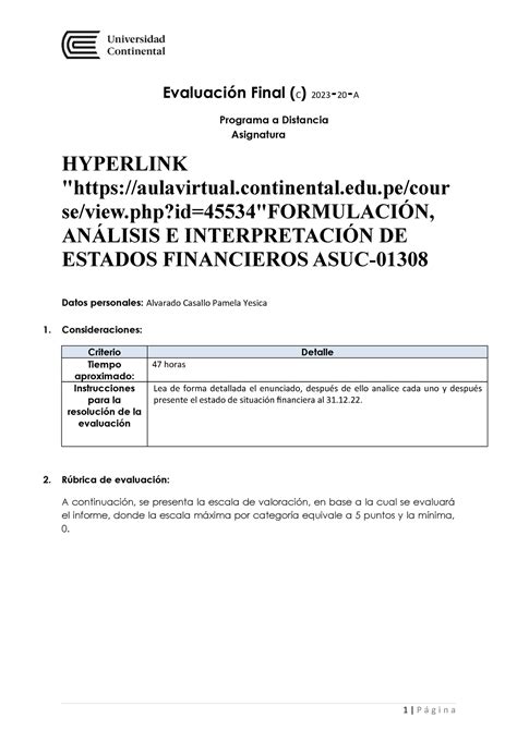 Examen Final DE Formulacion Analisis E Interpretacion DE Estados