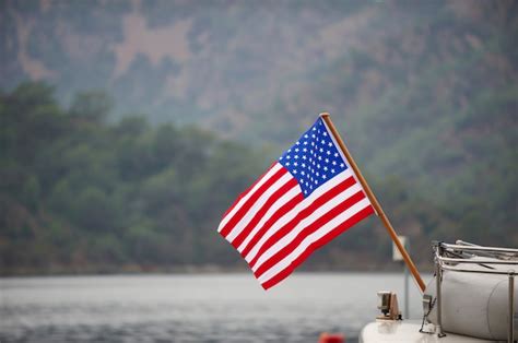 Premium Photo American Flag On The Boat