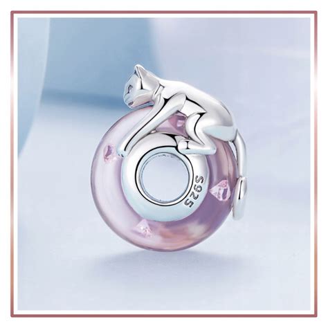 Charms Uroczy Kotek Murano Zawieszka Koralik A R Silver