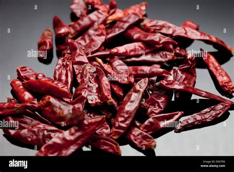Dried Red Chili Peppers Studio Shot Hot And Spicy Stock Photo Alamy