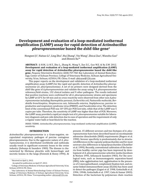 Pdf Development And Evaluation Of A Loop Mediated Isothermal