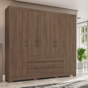 Guarda Roupa Casal 6 Portas 6 Gavetas B355 Briz Castanho Hp Leroy Merlin