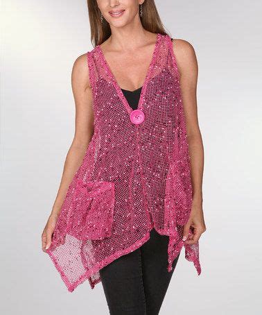 This Fushia Knit Button Accent Sleeveless Sidetail Tunic By Ananda S