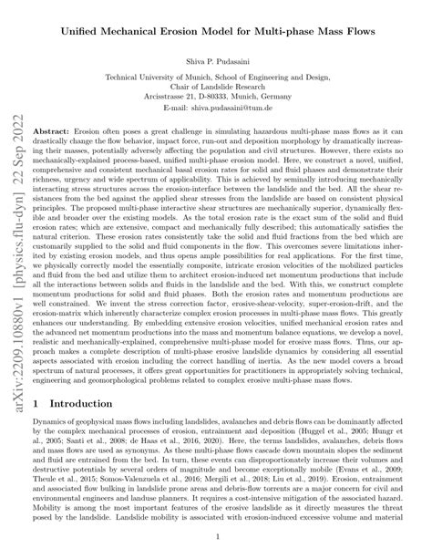 PDF Unified Mechanical Erosion Model For Multi Phase Mass Flows