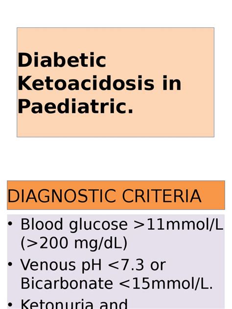 Diabetic Ketoacidosis In Paediatric Pdf Diseases And Disorders