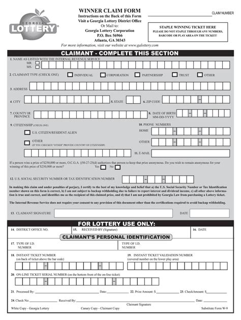 Ga Lottery Claim 2019 2024 Form Fill Out And Sign Printable Pdf