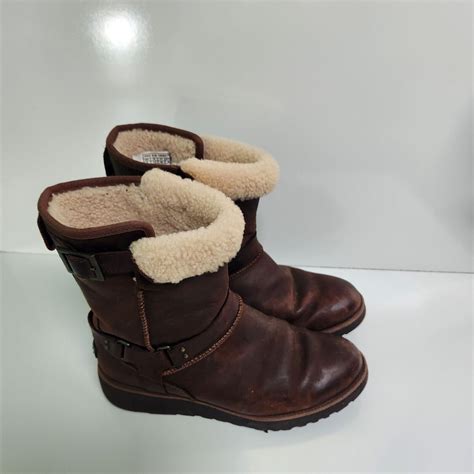 Ugg Maddox Brown Leather Shearling Water Resistant Bo Gem