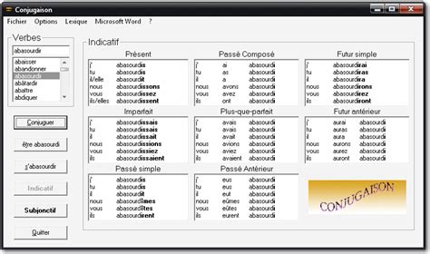 برنامج تصريف الأفعال Conjugaison باللغة الفرنسية مجاني للتحميل