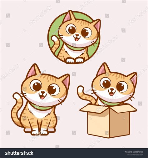 Three Versions Cute Cartoon Yellow Cat Stock Vector (Royalty Free ...