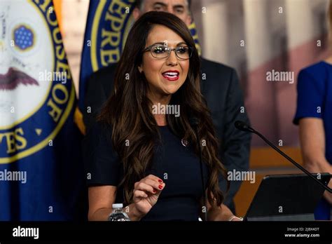 U S Representative Lauren Boebert R Co Speaking At A Press Conference About Gun Rights