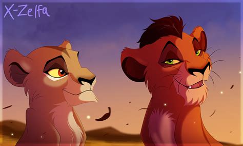 Two Lions Facing Each Other In Front Of A Purple Sky With The Words X