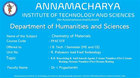 Chemistry Of Materials Knocking Anti Knock Agent Cetane Number