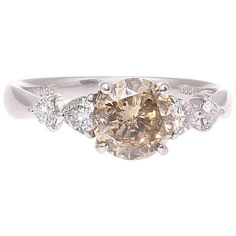 Light Champagne Colored Diamond Platinum Engagement Ring At 1stdibs