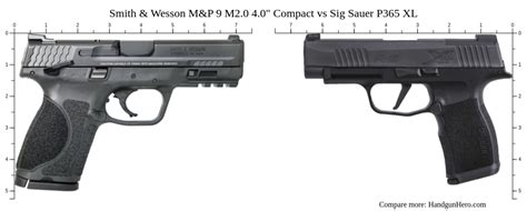 Sig Sauer P365 Xl Vs Sig Sauer P365 Xmacro Vs Smith And Wesson Mandp 9 M2 0 4 0 Compact Size