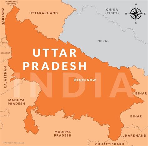 Premium Vector State Of Uttar Pradesh India With Capital City Lucknow