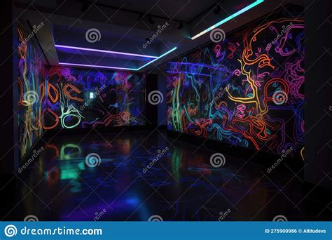 Blacklight and Uv-reactive Installation, with Lines and Shapes Created ...