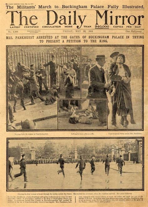 Vintage Suffragette Emily Pankhurst Arrested At The Gates Of Buckingham