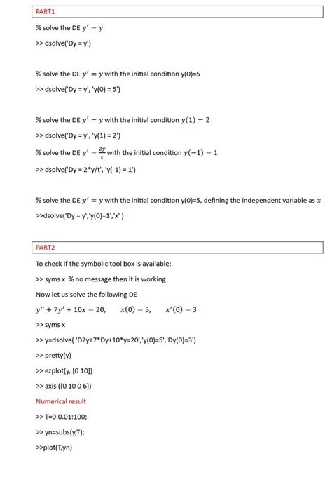 Solved Q2 Use The Dsolve Command In Matlab Software To