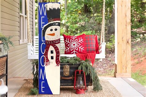 Welcome Snowman Porch Sign Winter Porch Sign Christmas Gifts