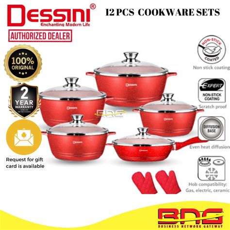 Dessini 12pcs Cookware Periuk Original Set Non Stick Casserole Cooking