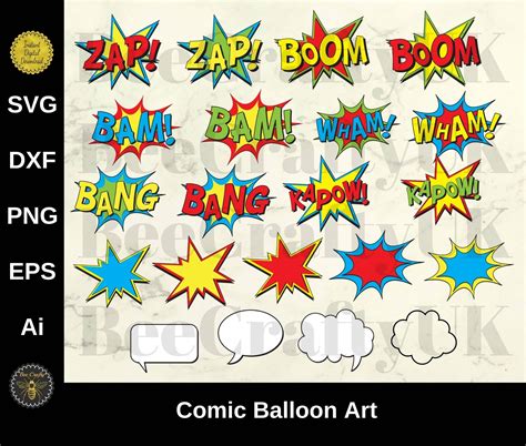 Comic Balloon Bubble Art And Words Bundle Kapow Boom Bang Bam Etsy