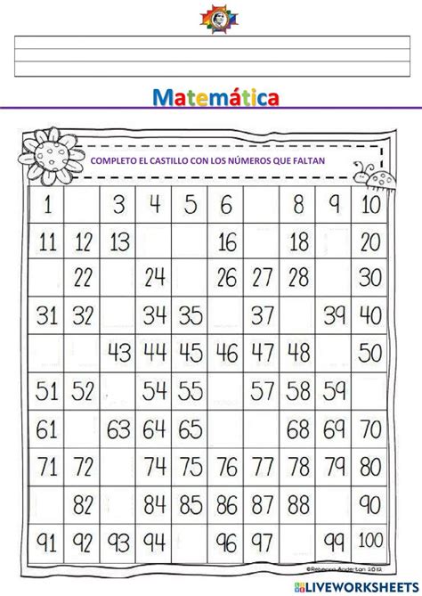 Completa Los Numeros Del 1 Al 100 Worksheet Live Worksheets Modafinil24