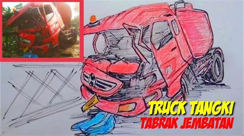 Akibat Rem Tidak Berfungsi Truk Tangki Tabrak Jembatan Menggambar