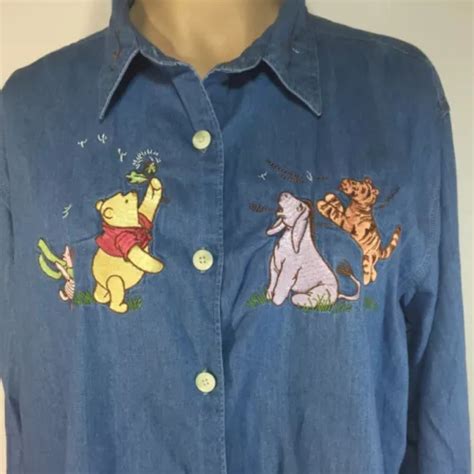 Womens Disney Store Classic Winnie The Pooh Friends Embroidered Denim