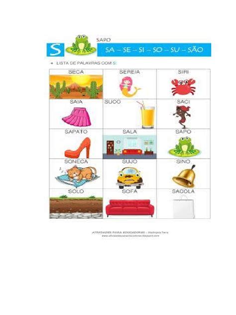 Três Palavras Com S - Palavras Da Letra S | PDF