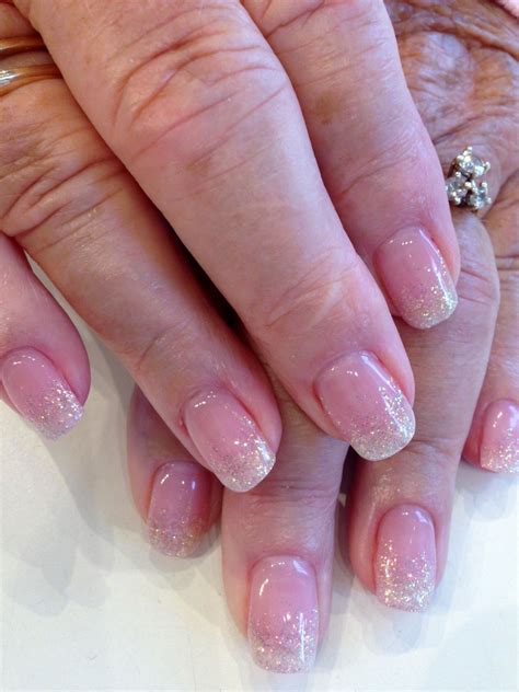 Bio Sculpture Clear Overlay With Glitter Tips Gel Manicure Nails