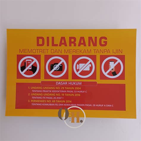 Jual Poster Dilarang Memotret Dan Merekam Tanpa Ijin Dilarang