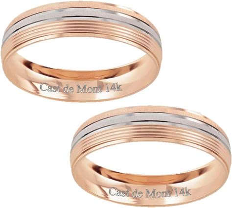 Anillos De Matrimonio Oro Rosa 14k 5mm Argollas De Boda Clasica