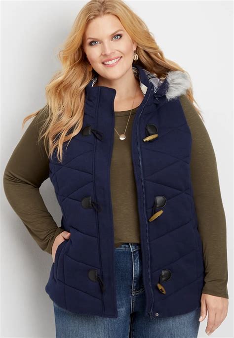 Plus Size Hooded Toggle Puffer Vest Maurices