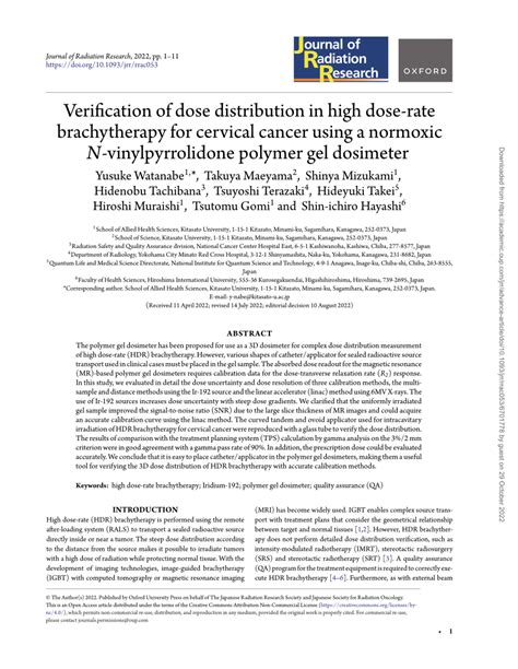 (PDF) Verification of dose distribution in high dose-rate brachytherapy ...