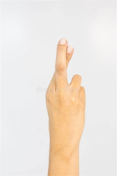 Fingers Crossed Hand Gesture Symbolizing Good Luck Stock Photo Image