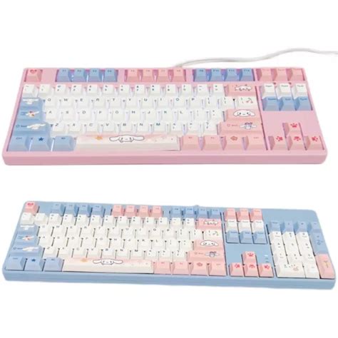 CARTOON CINNAMOROLL PBT USB Kabelgebundene Mechanische Tastatur Hot Swapable Tasten EUR
