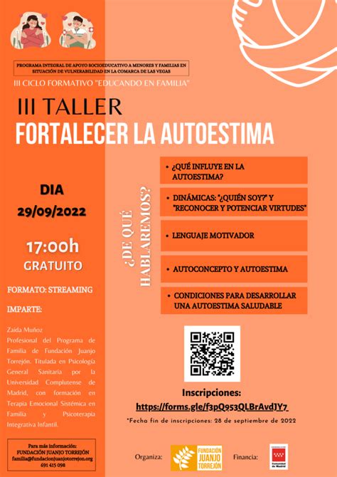 Abiertas Las Inscripciones Al Nuevo Taller De Fortalecer La Autoestima Fundación Juanjo